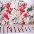 Cerchietto con corna di renna di Natale rosse glitterate con ghirlanda per acconciature - Stile Filo Rosso