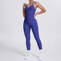 Dunkelblaues Yoga-Set für Damen mit V-Ausschnitt Top und High-Waist-Leggings - Indigoblau