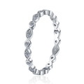 Elegant S925 sterling silver ring featuring a round and marquise cut zircon pave band - Size 9 / Platinum (D Color Moissanite)