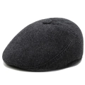 Béret gris foncé à chevrons pour homme en mélange de laine pour l'hiver froid - Taille unique / Noir