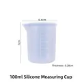 Taza medidora de silicona azul claro de 100ml para resina con escala y boquilla de vertido - Taza medidora de 100 ml (versión nueva)