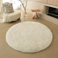 Soft round plush rug in creamy white color for living room decor and cozy home comfort - Off-white