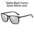 Gafas de sol TR cuadradas polarizadas con montura negro mate y lentes espejo plata - Montura Negro Mate Lente Espejo Plata