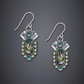 Vintage silver mermaid earrings with blue and green glass stones in bohemian style - Mermaid Style