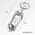 Polished silver racing car metal keychain with 110mm total length for car enthusiasts - x-879 Vintage Car