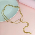 Adjustable gold double-layer snake chain necklace with small bead accent on modern props - 120cm / Gold