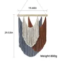 Boheems geweven wandtapijt in grijs, beige en bruin met kwastjes aan houten stok - 50*75cm / Koffiekleuren