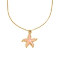 Collana in acciaio inossidabile placcata oro 18K con ciondolo a stella marina rosa - Oro-Rosa