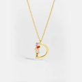Detailed close-up of golden S925 silver letter D pendant with colorful zircon stones - 925 Silver / Letter D