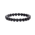 Bracciale di perle in agata nera lucida con pietre lisce da 8-10 mm su corda elastica - Nero Lucido
