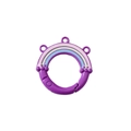 Purple spring ring clasp with rainbow enamel finish and three hanging loops for DIY jewelry - Rose Red