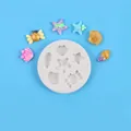 Ocean theme silicone mold for DIY starfish and seashell cake decorating 7cm size - 50-3155 Round Ocean Life (33g) / Gray