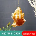 Golden sea shell glass ornament with fine glitter and white frosting, 12x8x9cm - Model 09-Golden Orange Frosted Conch