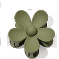 Matte dark green flower hair claw clip with a frosted finish for Korean INS style - Army Green
