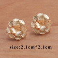 18k gold plated vintage 3D flower and leaf earring studs measuring 2.1cm by 2.1cm - Golden Large Flower Style (M60007)