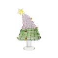 Detail of pink and green gradient glass Christmas tree with yellow star and clear base - Style B Slanted 42*74mm / Pink & Green