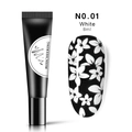 White nail stamping gel in 8ml tube with painted floral pattern nail display - White