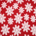 Tessuto natalizio rosso in lana d'agnello con motivi a fiocchi per regali fai-da-te - 0,5*1,65 Metri / Fiocco di neve rosso