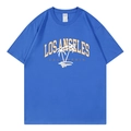 Königsblaues Los Angeles Grafik-T-Shirt aus Baumwolle mit lockerem Schnitt für Damen - S / Königsblau