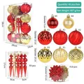 45pcs Christmas ball set featuring red and gold ornaments in a transparent gift box - Gold & Red (45 Pieces)