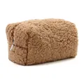 Kosmetiktasche aus camel farbenem Teddyfleece mit Plüschstruktur und Reißverschluss - Braun