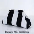 Knitted clutch bag featuring thick black and white stripes in a soft cloud-like shape - Black and White Coarse Stripe