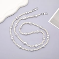 Elegante tracolla per cellulare con perle barocche e fermagli a moschettone argentati - Stile Perle Irregolari/Barocche / K017 Catena di Perle Irregolari Tracolla / Argento/Bianco
