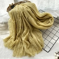 Yellow pleated scarf for men and women with fringed edges and lightweight texture - Turmeric