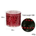 10-meter red glossy beaded garland chain for Christmas tree and festive home decoration - 1CM Red Bead Chain (10M Length)