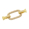 Macro shot of gold-plated jewelry connector with sparkling cubic zirconia inlay - VK275 Gold Rectangular Clasp