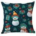 Christmas snowman and gift box pattern pillowcase in dark green festive design - Dark Green Snowman Gift Box (CDR354-5) / 45x45cm Single-sided No Insert