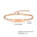 Rose gold Figaro bracelet with engravable blank plate and adjustable link chain - 16+5cm / Rose Gold