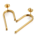 Pair of gold U-shaped earring studs with hanging loops for DIY jewelry making - Gold