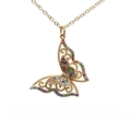 Minimalist gold necklace featuring a hollow butterfly pendant with colorful zircon stones - Exquisite Small Colored Gemstone Butterfly