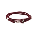 Detail of red rope bracelet featuring a silver anchor-shaped clasp and metal slide buckle - Hammerhead Shark / Burgundy