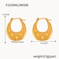 Orecchini a cerchio a mezzaluna in acciaio titanio dorato, dimensioni 2,5cm x 2,2cm - Stile Oro (F1529)
