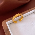 Detail of matte gold adjustable ring with embossed Chinese lucky characters in a jewelry box - 19# Ring - Gold - Chinese Character