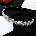 Baroque style wide headband in black velvet with shimmering colorful rhinestones - Phantom AB Rhinestone