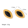 Vintage-Ohrringe mit 18K Goldbeschichtung, ovalem schwarzem Harz und Seilrand-Design - Schwarze Harzeinlage / Schwarzes Pferdeauge