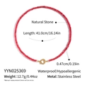 Detailed view of pink natural stone beaded necklace with a golden stainless steel clasp - Red Beaded Style (YYN025369)