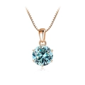 Rose gold 925 sterling silver necklace with a 1-carat light blue round moissanite pendant - 1 Carat 6.5mm / Blue