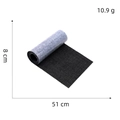 Macro shot showing dimensions 8x51cm and weight 10.9g of the denim repair patch - Black (#2)