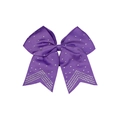 Purple grosgrain ribbon bow hair tie with sparkling rhinestone embellishments - Purple