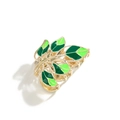 Elegant gold-tone hair claw clip featuring green enamel leaf design in hollowed structure - Leaf Design / Green
