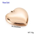 Polished rose gold heart shaped pendant in 23x23mm size for jewelry making - Extra Large Polished Rose Gold Heart Pendant (KLJ2576-Z)