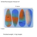 Stampo in resina per forcine in silicone blu con dimensioni dettagliate del prodotto - D4560-Stampo per forcina rettangolare 07