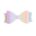 Noeud à cheveux dégradé multicolore à paillettes avec design à trois couches superposées - Barrette à cheveux colorée dégradée