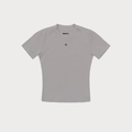 Dettaglio della maglietta grigia slim con logo a croce ricamato e colletto a costine - XS / Grigio Polvere