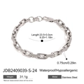 Bracelet chaîne punk en acier inoxydable argenté avec dimensions et étanchéité - Gourmette / Argent