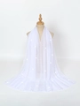 Detail of white semi-transparent chiffon shawl featuring elegant shimmering rhinestones - White / 200